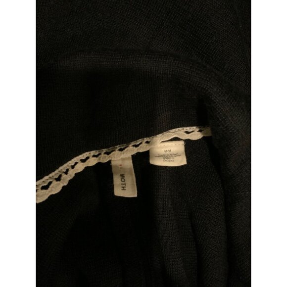 Moth Black Knit Single Button Closure W/ White Trim, Size Medium - Picture 8 of 8